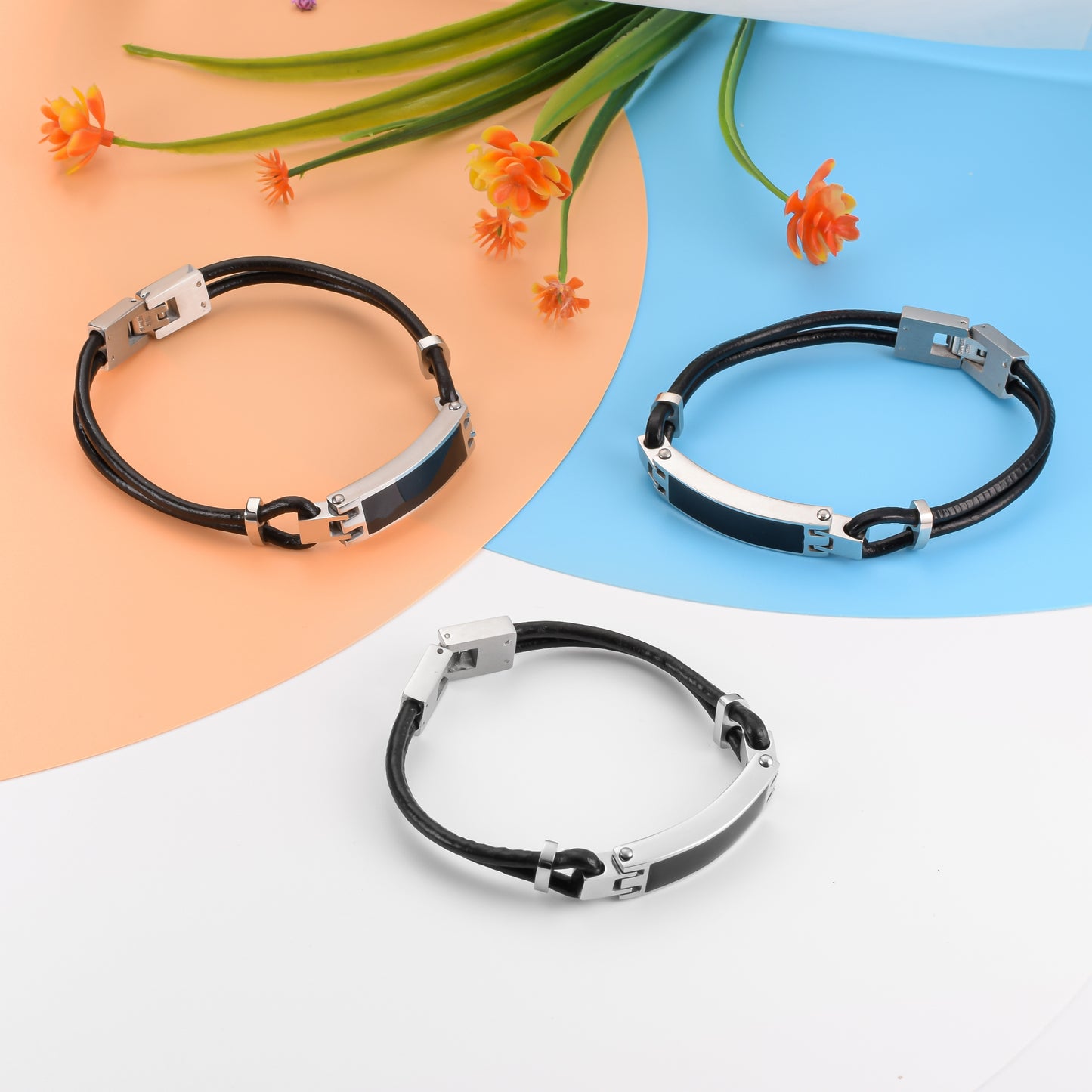 Memorial Leather Bar Cremation Bracelet