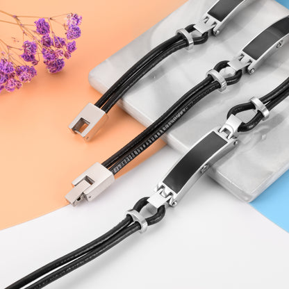 Memorial Leather Bar Cremation Bracelet