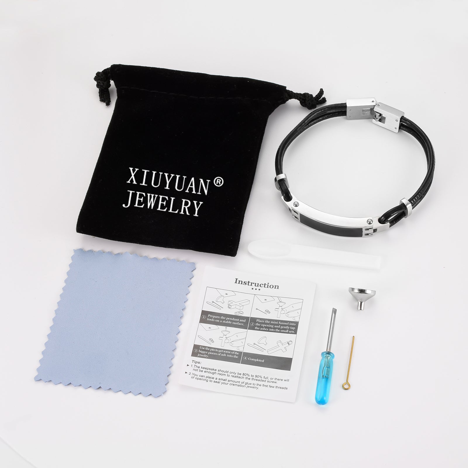 Memorial Leather Bar Cremation Bracelet