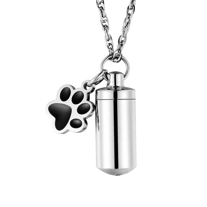 Memorial Cremation Necklace with Paw