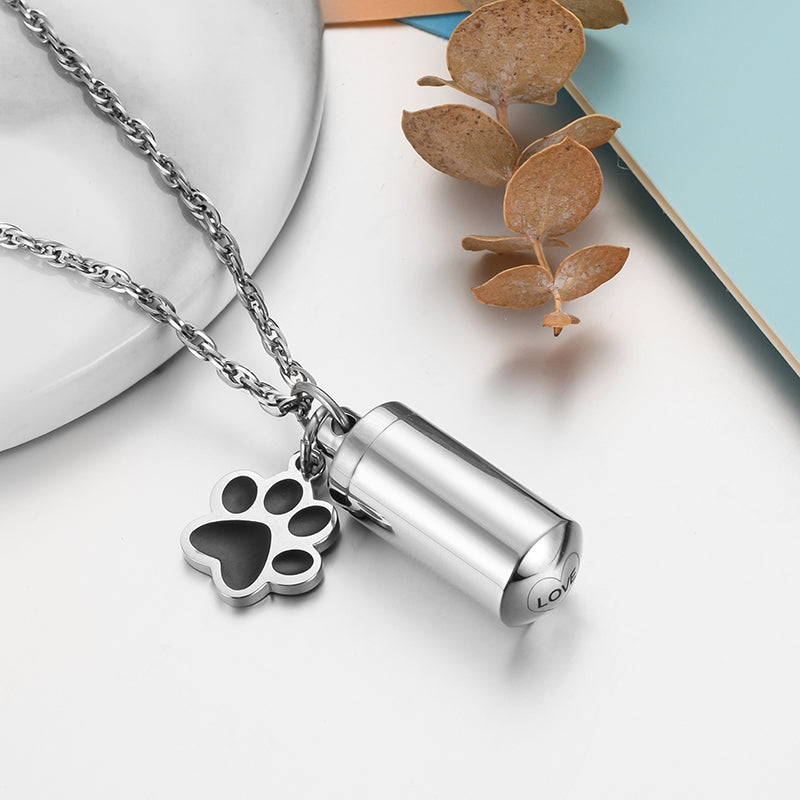Memorial Cremation Necklace with Paw