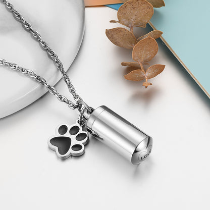 Memorial Cremation Necklace with Paw