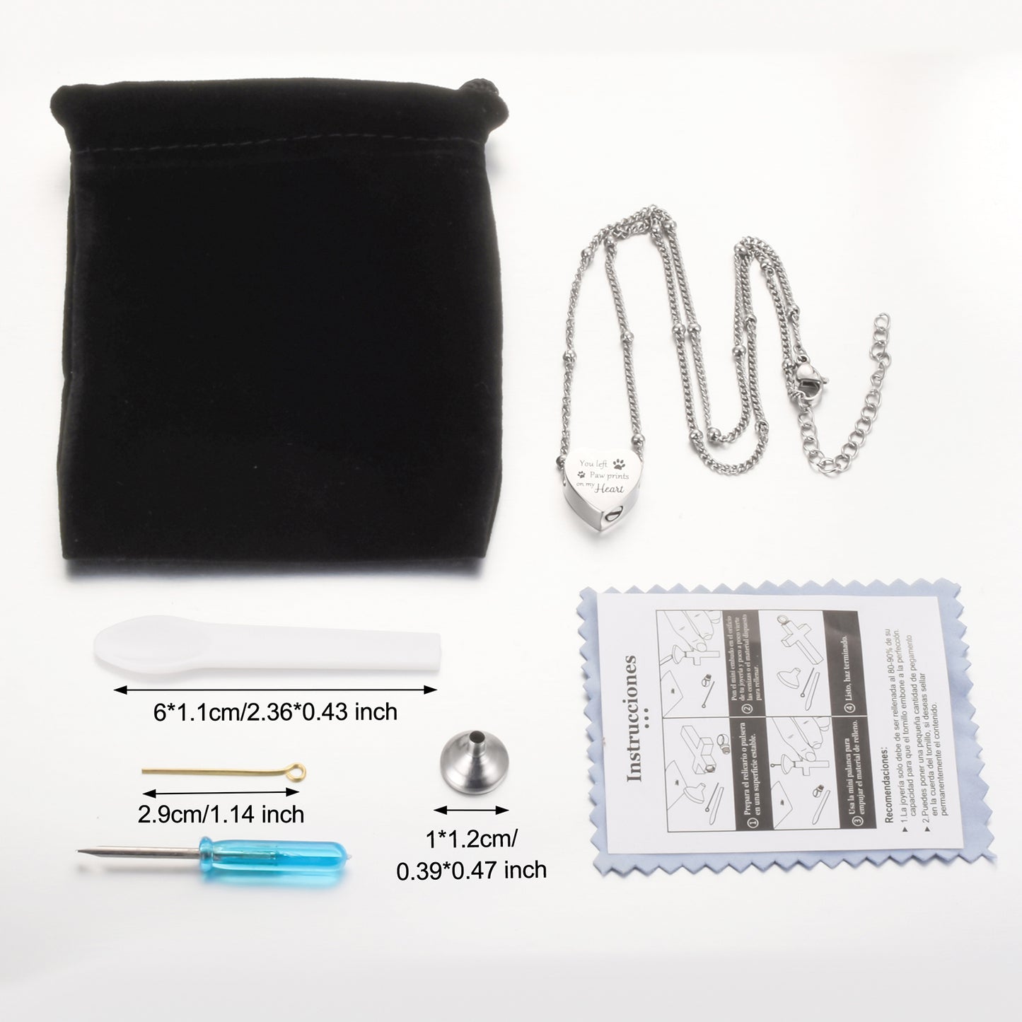 Heart Urn Necklace with Paws for Pets