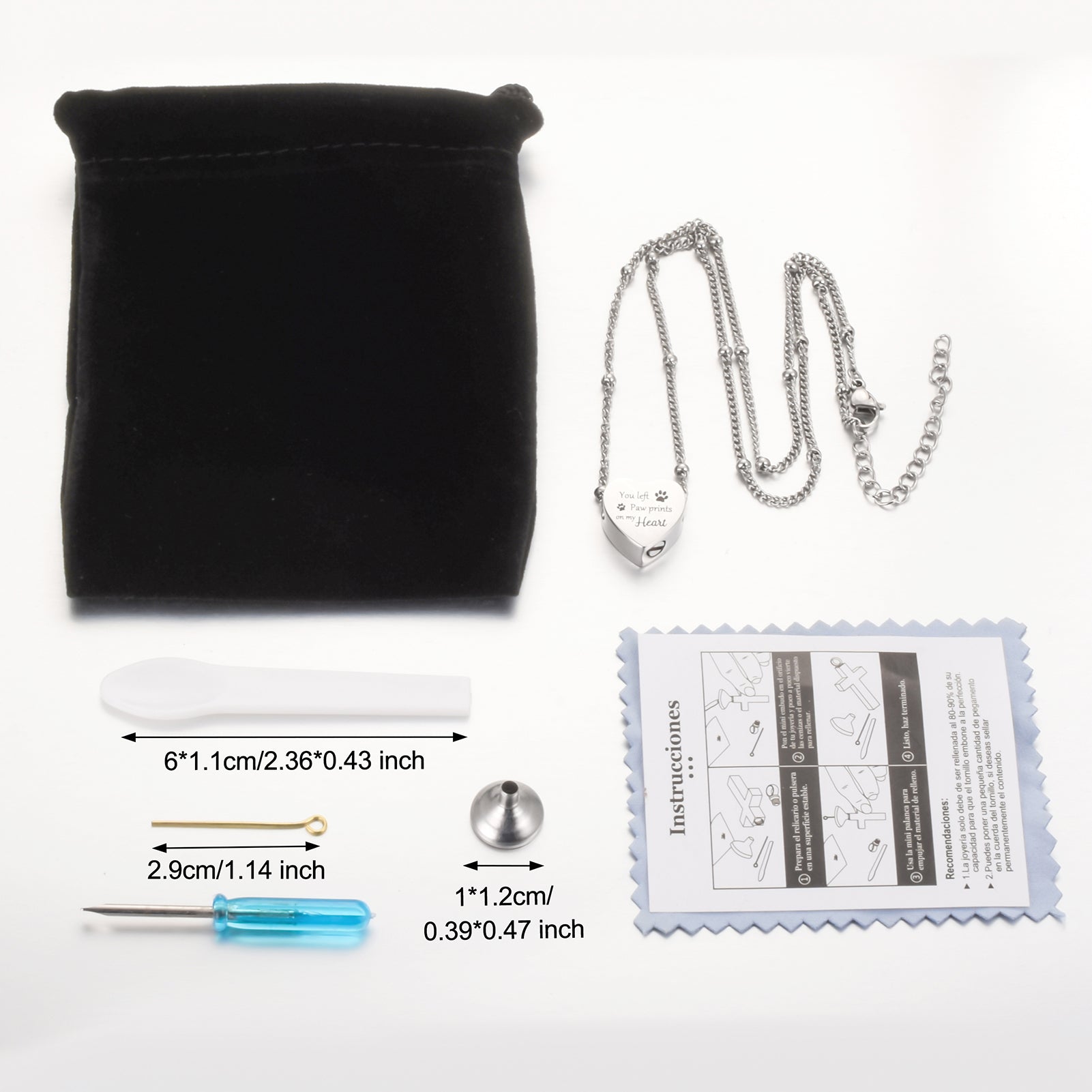 Heart Urn Necklace with Paws for Pets