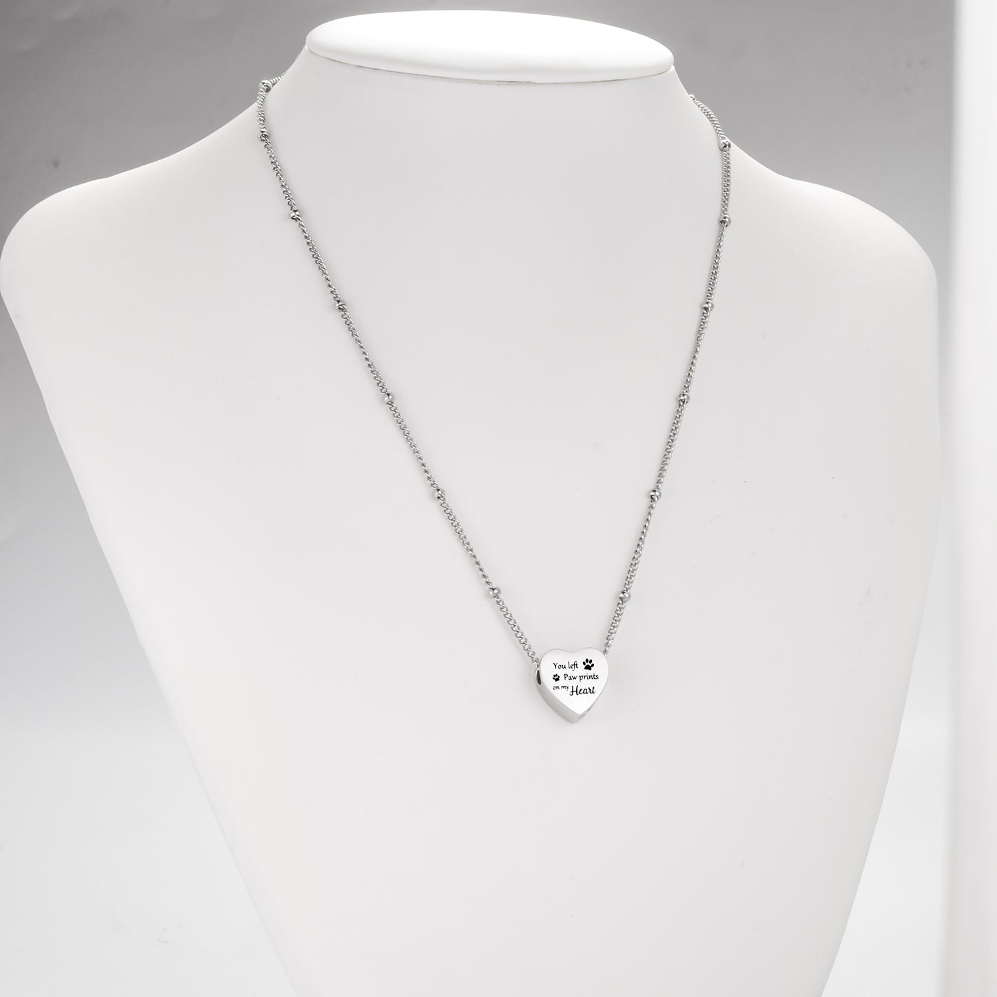 Heart Urn Necklace with Paws for Pets