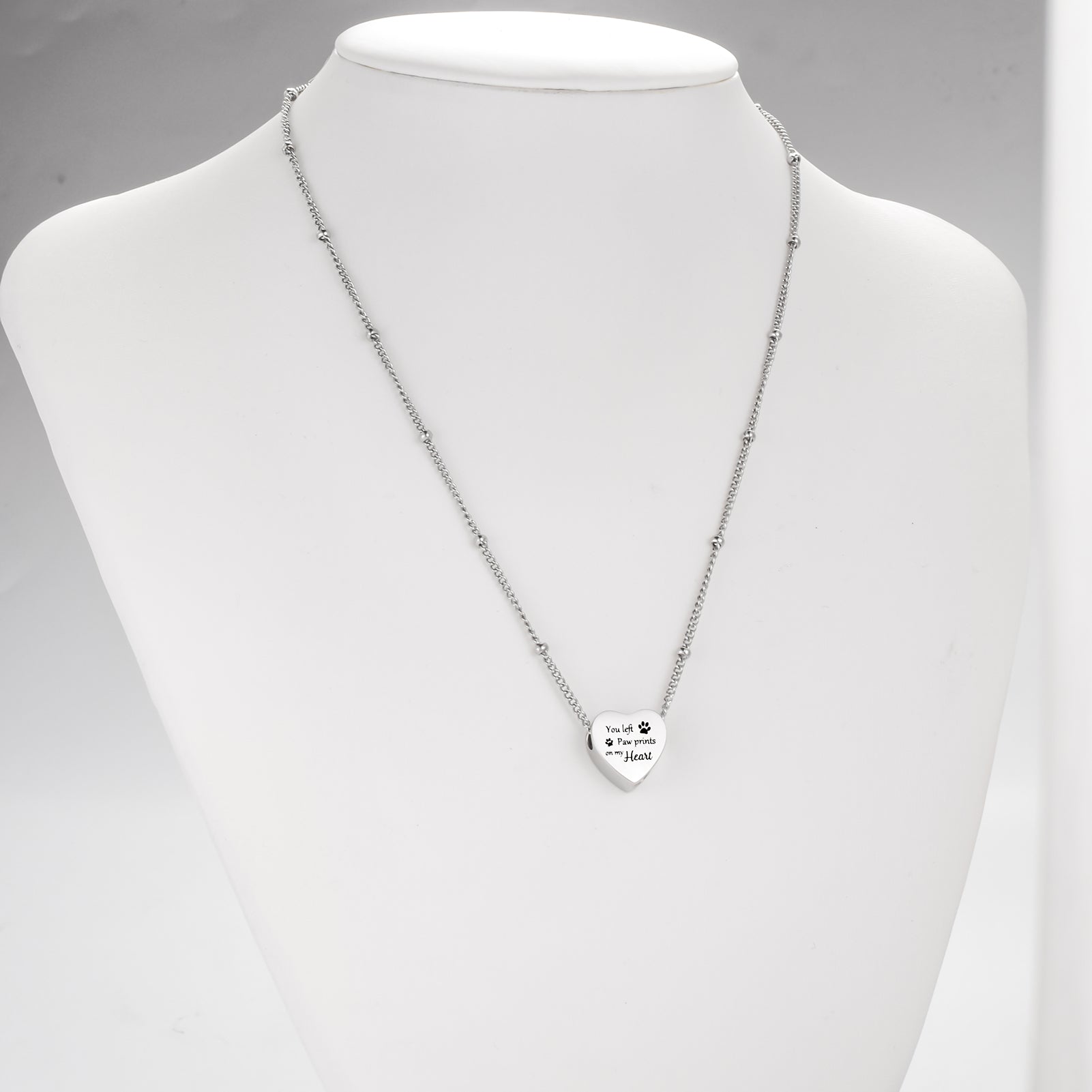 Heart Urn Necklace with Paws for Pets