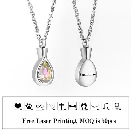 Art Teardrop Cremation Pendant - Engraving