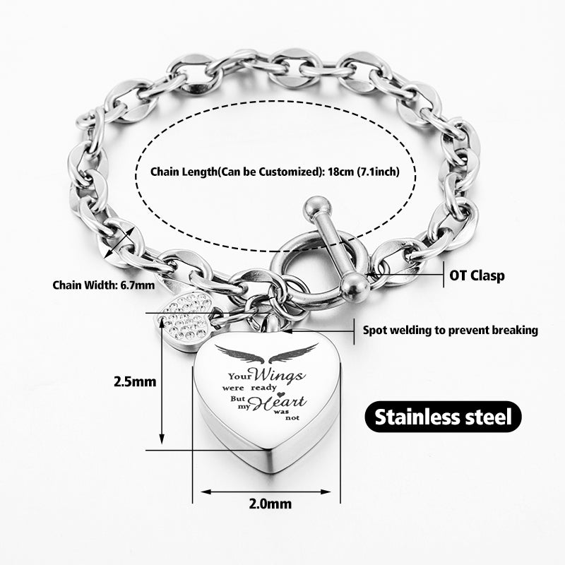 Xiuyuan Jewelry Cremation Bracelet of Heart for Ashes