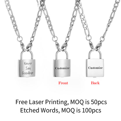 Lock Filled Pendant Necklace