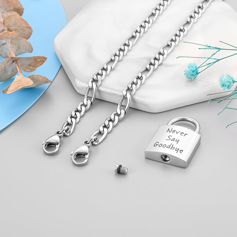 Lock Filled Pendant Necklace