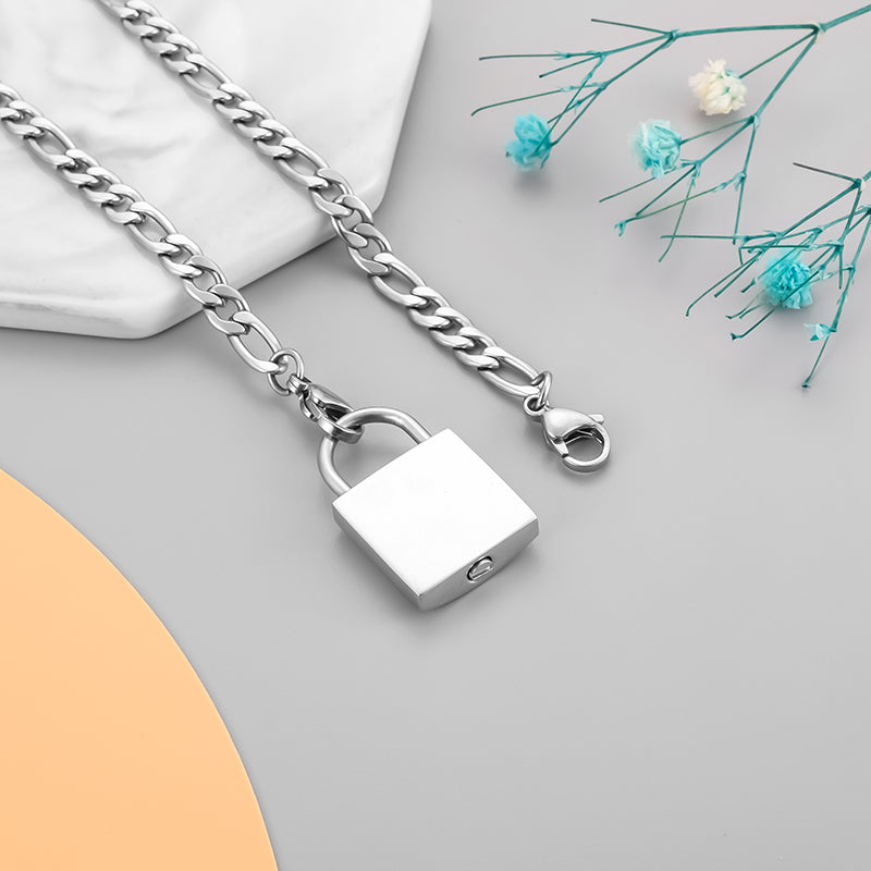 Lock Filled Pendant Necklace