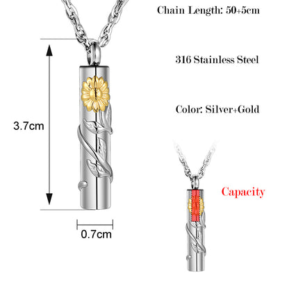 Sunflower Cremation Pendant for Ashes