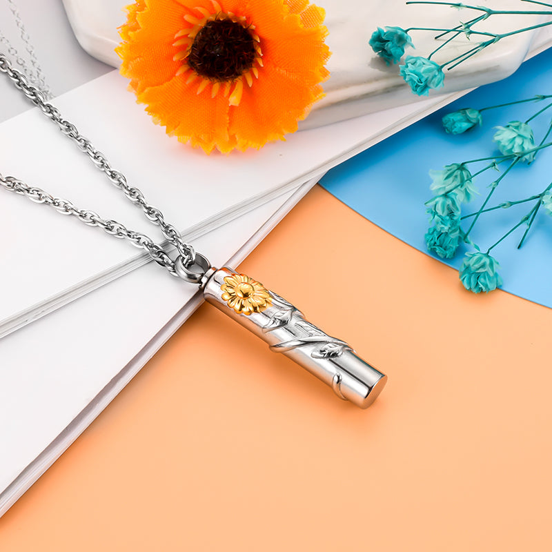 Sunflower Cremation Pendant for Ashes