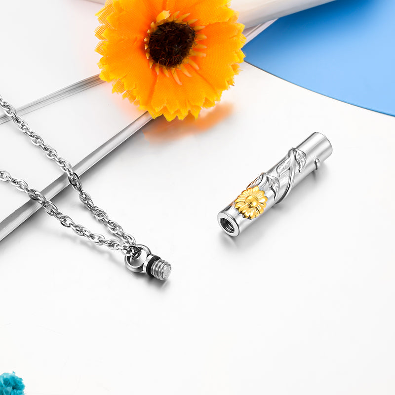 Sunflower Cremation Pendant for Ashes