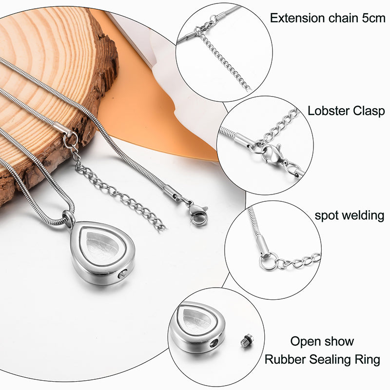 Teardrop Cremation Pendant Necklace