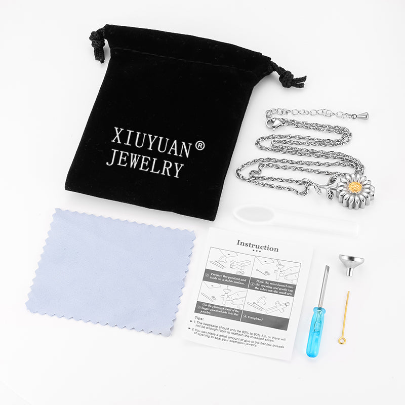 Sunflower Cremation Necklace for Ashes