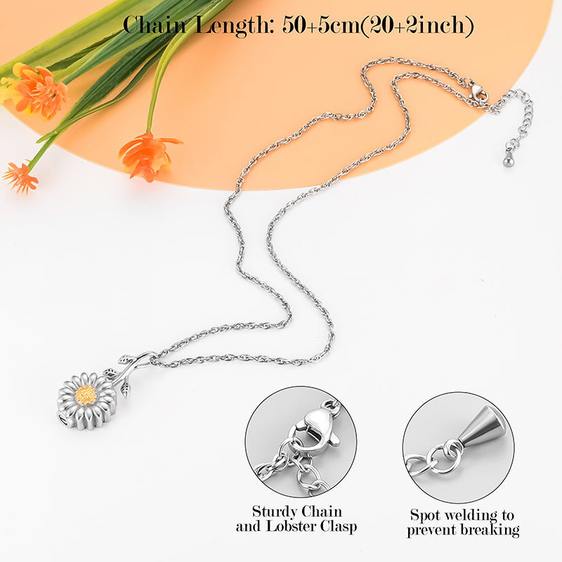Sunflower Cremation Necklace for Ashes