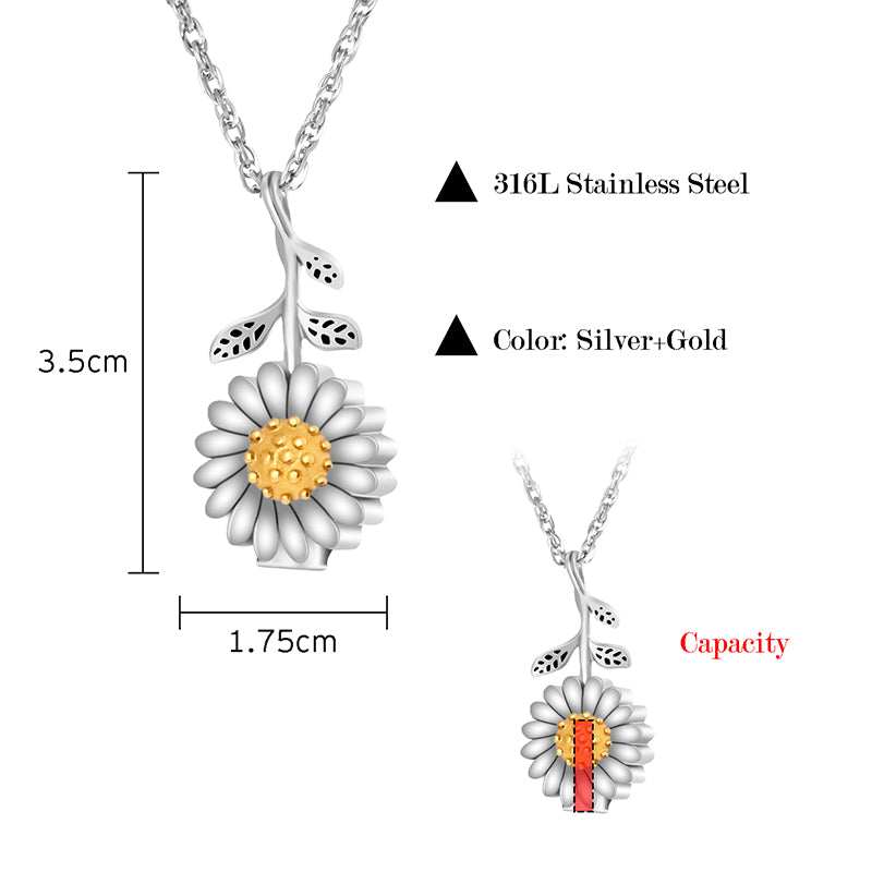 Sunflower Cremation Necklace for Ashes