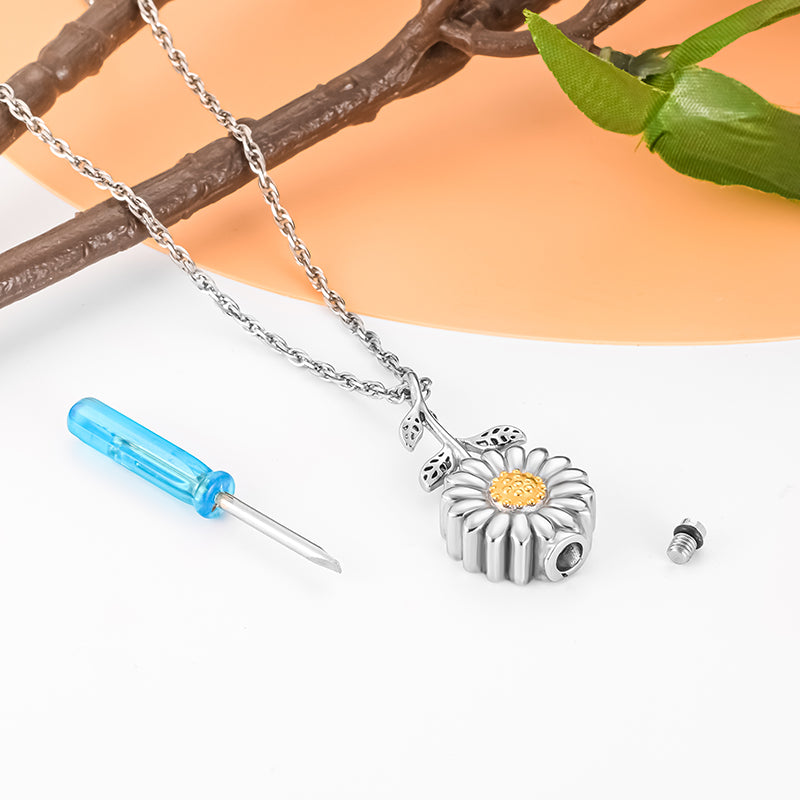 Sunflower Cremation Necklace for Ashes