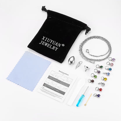 Teardrop Cremation Necklace with Angle Wings