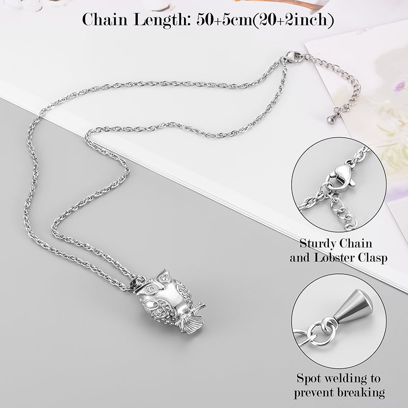 Owl Cremation Pendant with Zircon