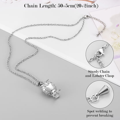 Owl Cremation Pendant with Zircon