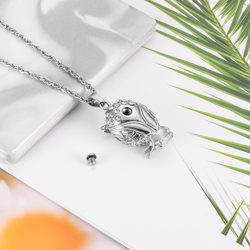 Owl Cremation Pendant with Zircon