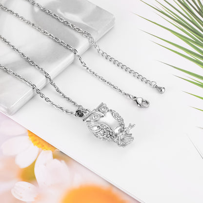 Owl Cremation Pendant with Zircon