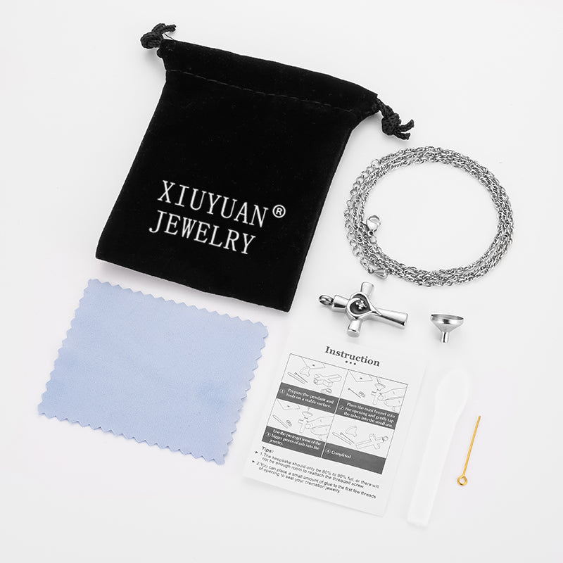 Memorial Cross Cremation Neckalce of Heart