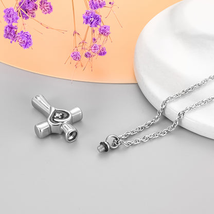 Memorial Cross Cremation Neckalce of Heart