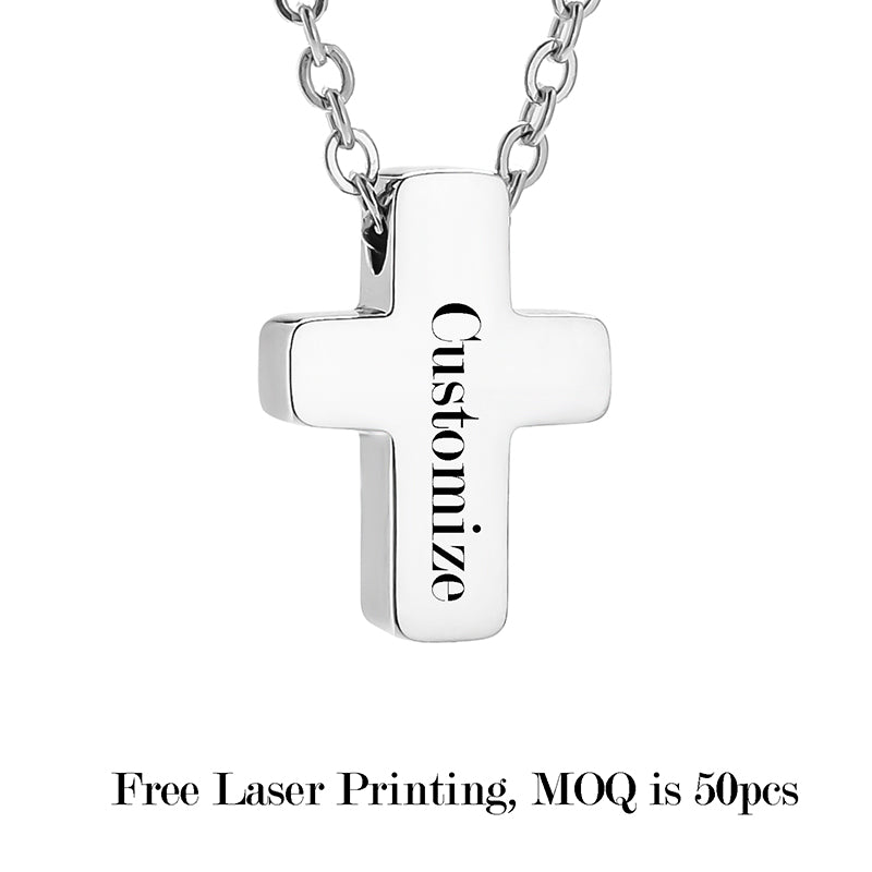 Small Cross Cremation Pendant Necklace