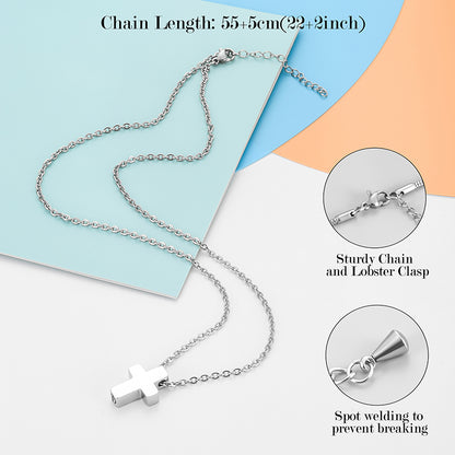 Small Cross Cremation Pendant Necklace