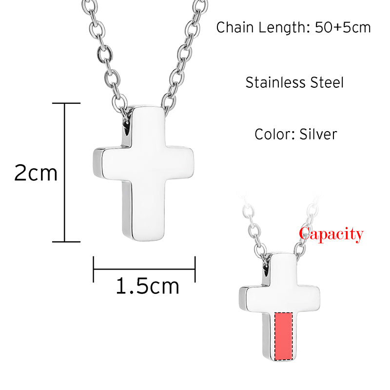 Small Cross Cremation Pendant Necklace