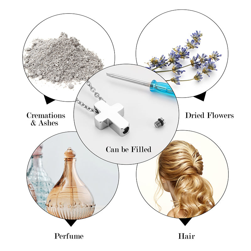 Small Cross Cremation Pendant Necklace