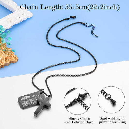 Cross and Small Monument Cremation Necklace