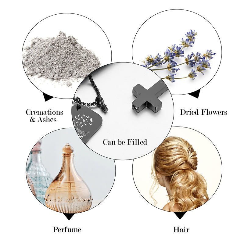 Cross and Small Monument Cremation Necklace