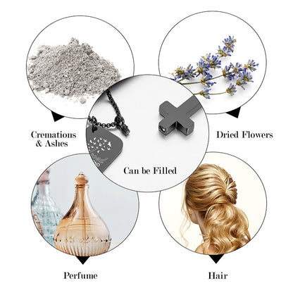 Cross and Small Monument Cremation Necklace