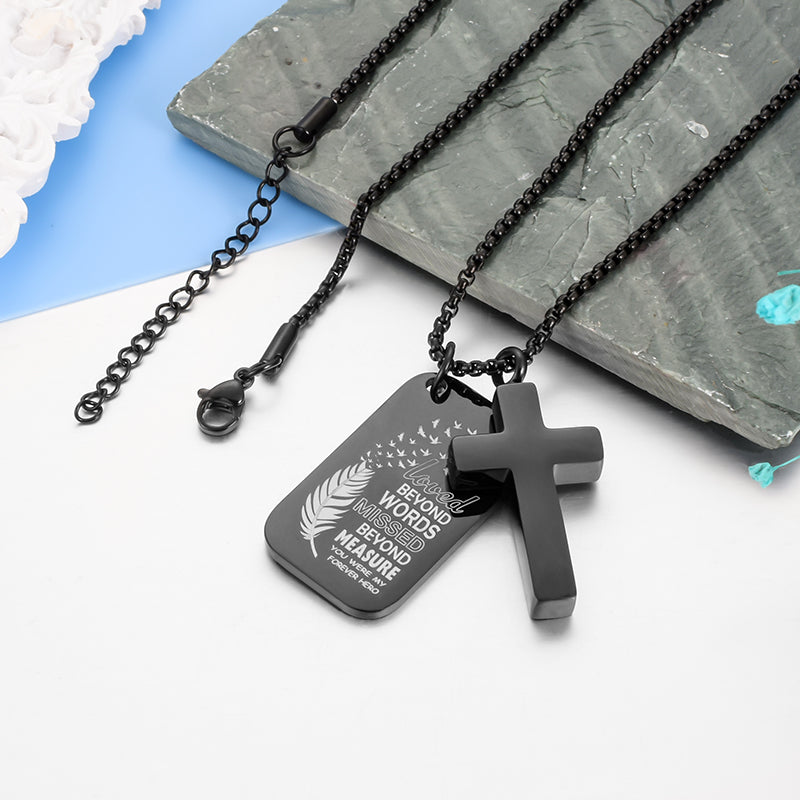 Cross and Small Monument Cremation Necklace