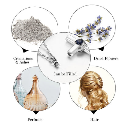 Cross Cremation Pendant with Blue Heart