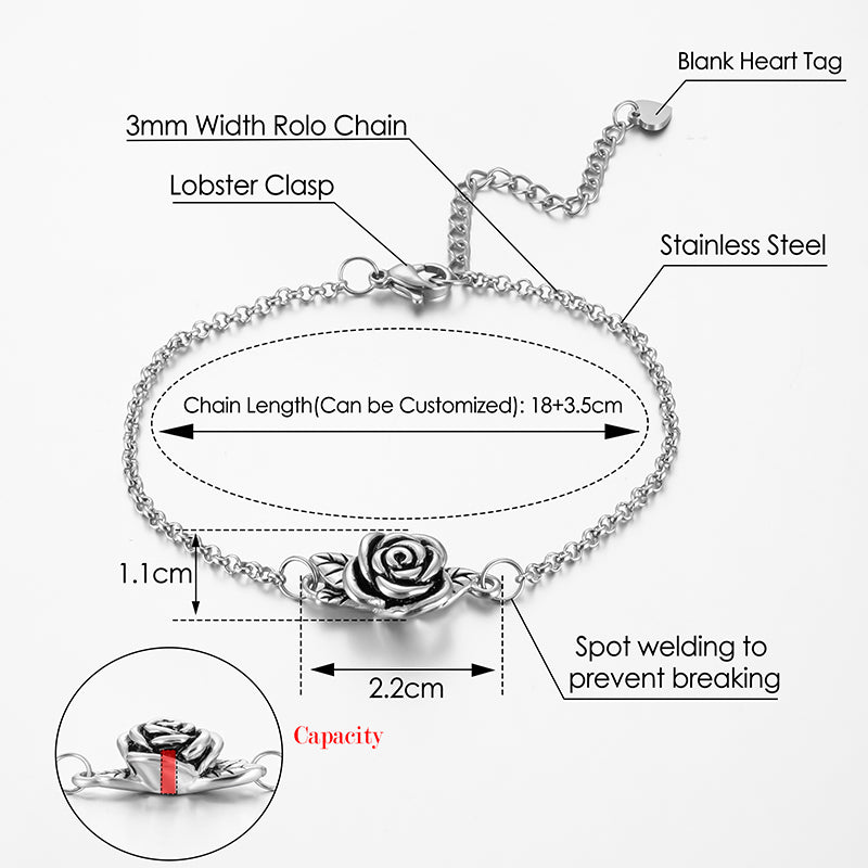 Rose Cremation Bracelet for Ashes