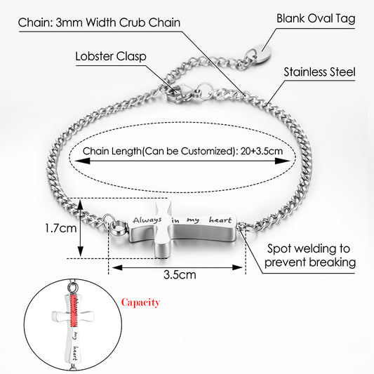 Cross Cremation Bracelet for Ashes