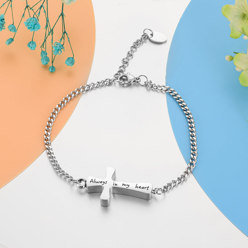 Cross Cremation Bracelet for Ashes