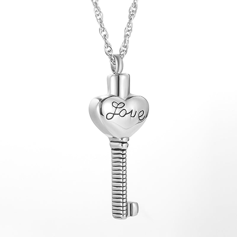 Love Key Filled Cremation Necklace