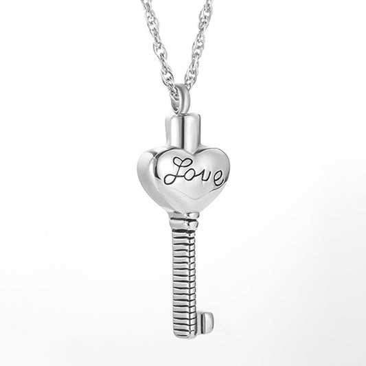 Love Key Filled Cremation Necklace
