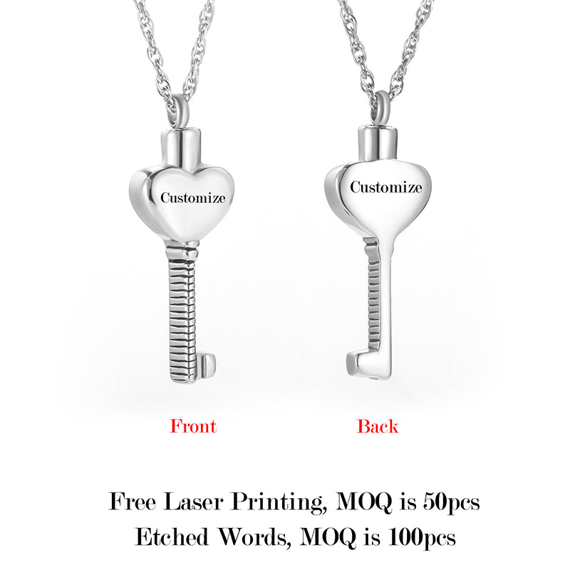 Love Key Filled Cremation Necklace
