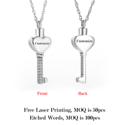 Love Key Filled Cremation Necklace