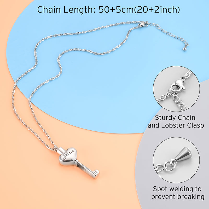 Love Key Filled Cremation Necklace
