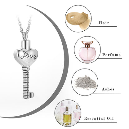 Love Key Filled Cremation Necklace