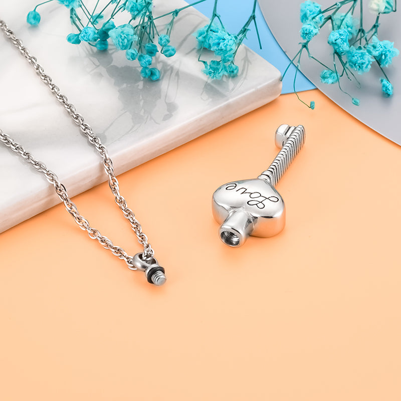 Love Key Filled Cremation Necklace