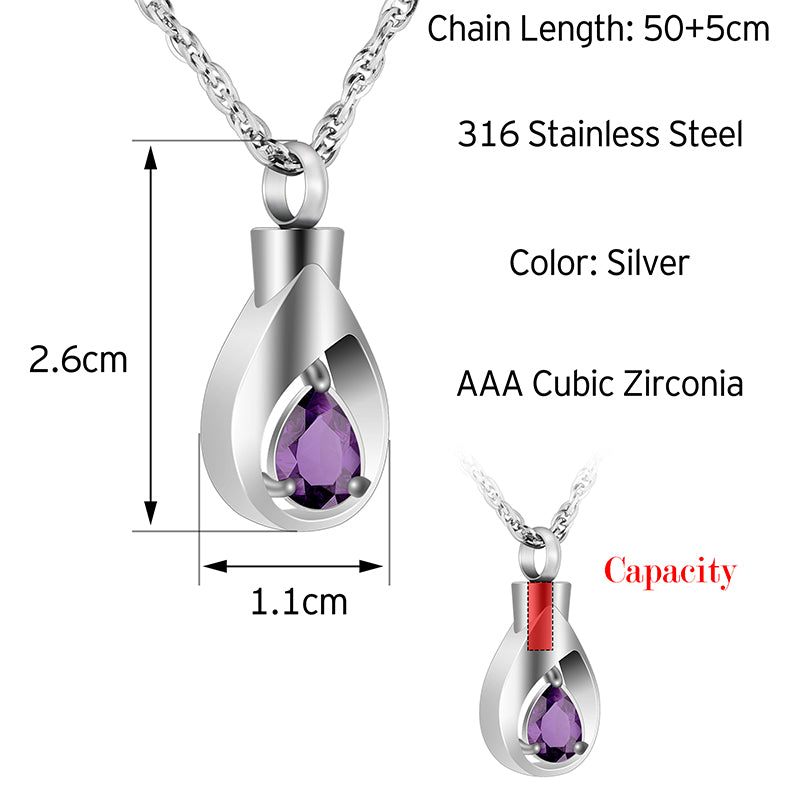 Teardrop Cremation Pendant for Women